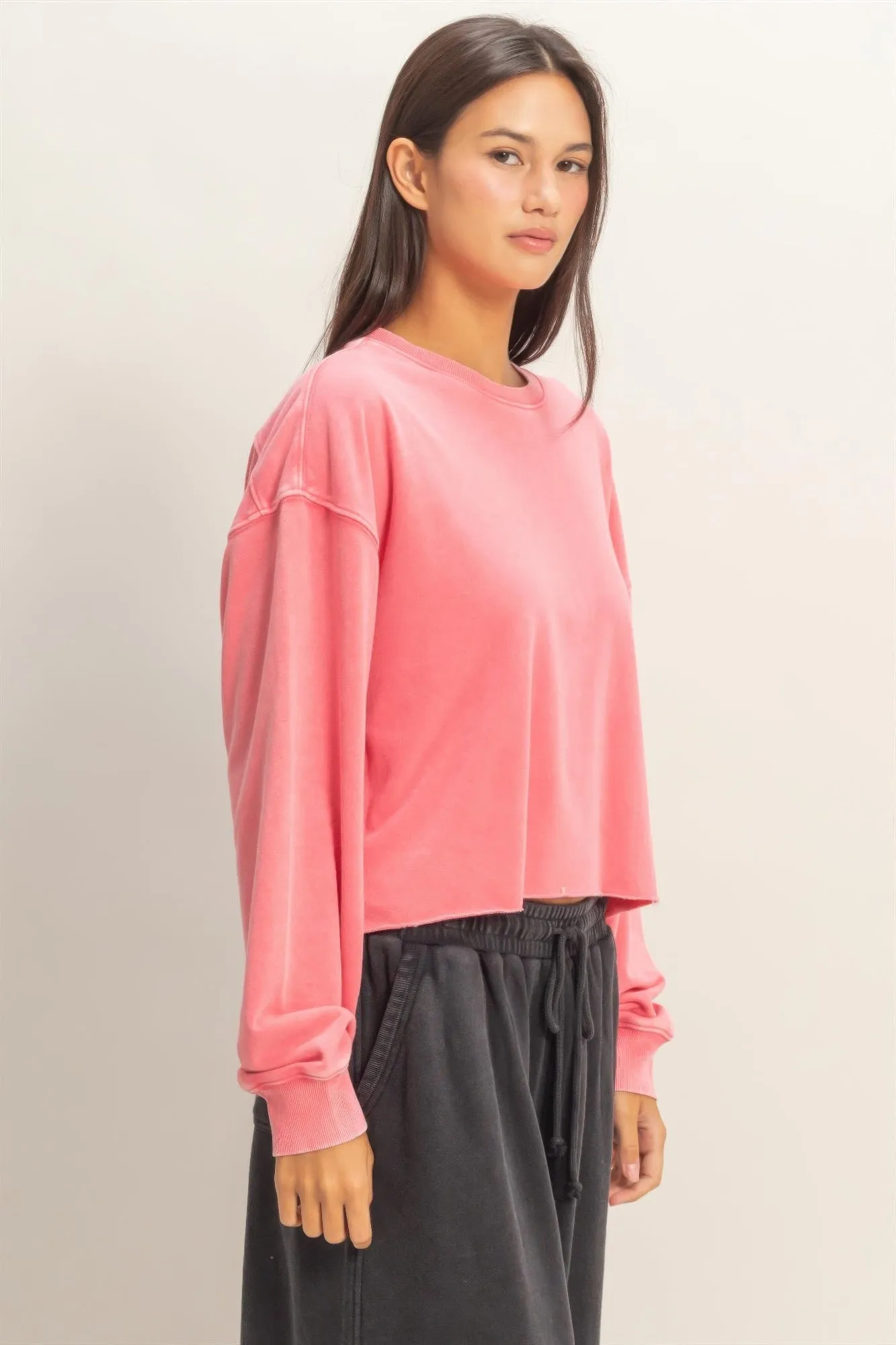 Cropped Mineral Wash Sweatshirt sold by Gigi Laurent product image thumbnail 4
