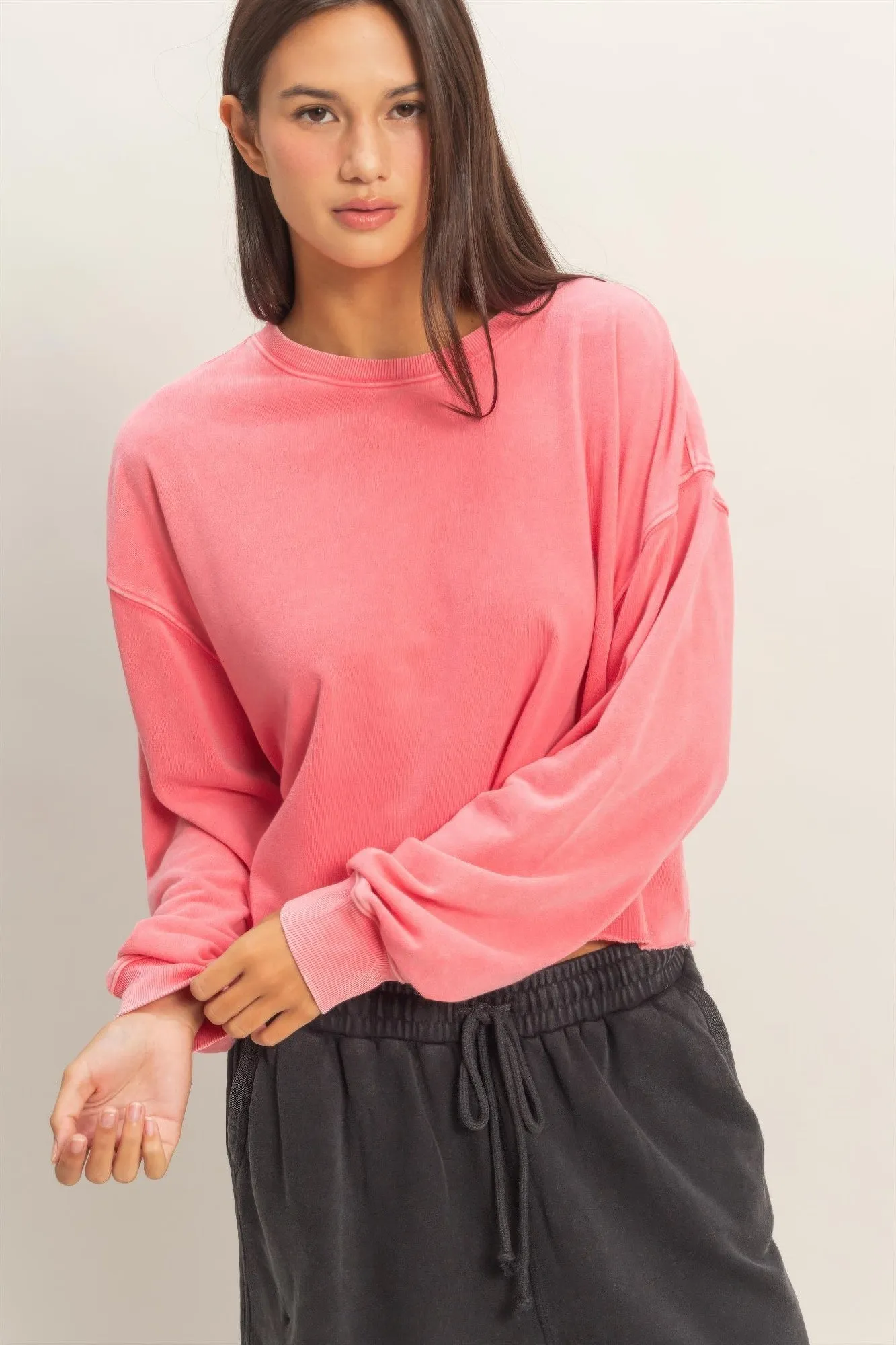 Cropped Mineral Wash Sweatshirt sold by Gigi Laurent