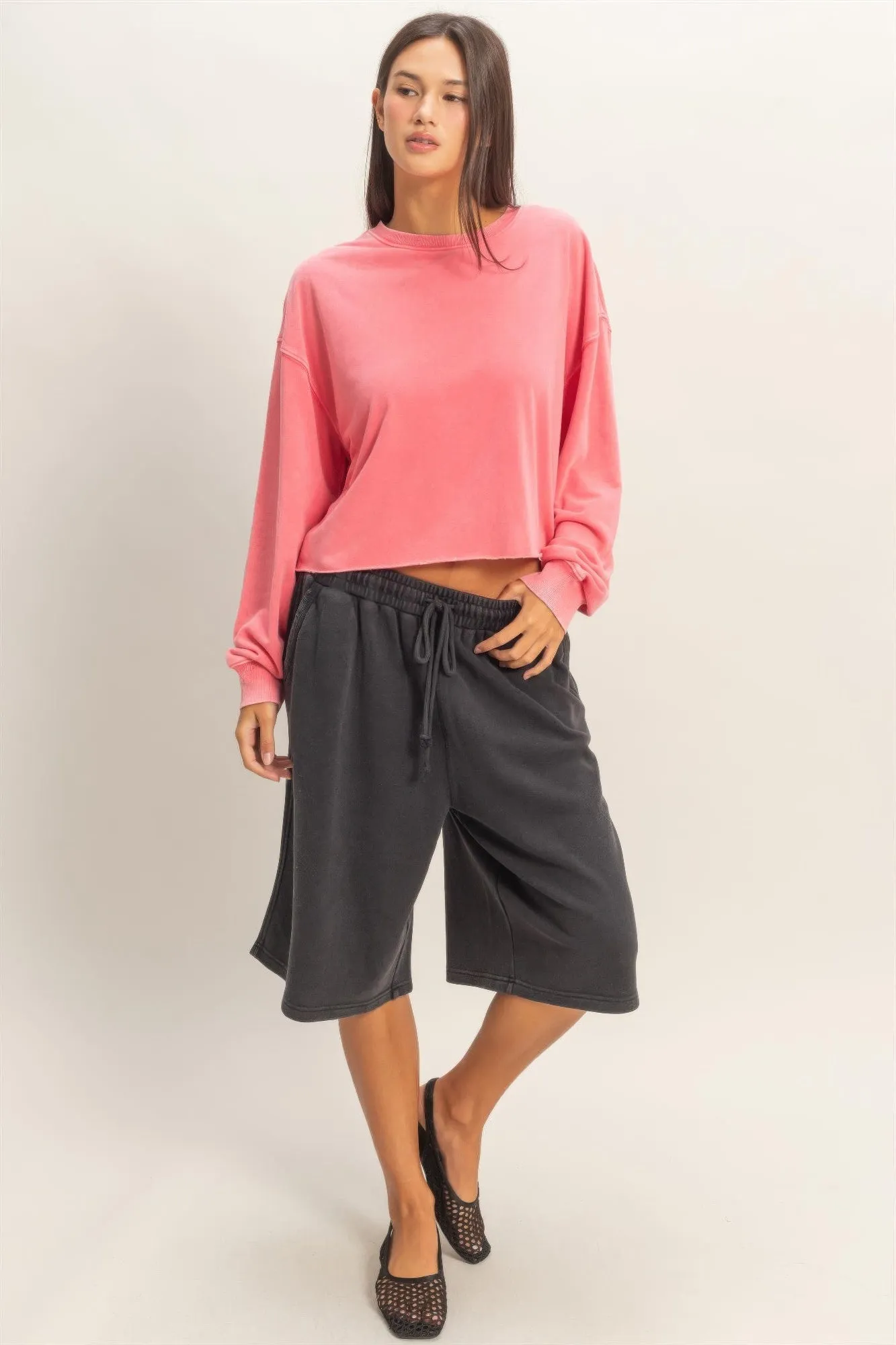 Cropped Mineral Wash Sweatshirt sold by Gigi Laurent product image thumbnail 2