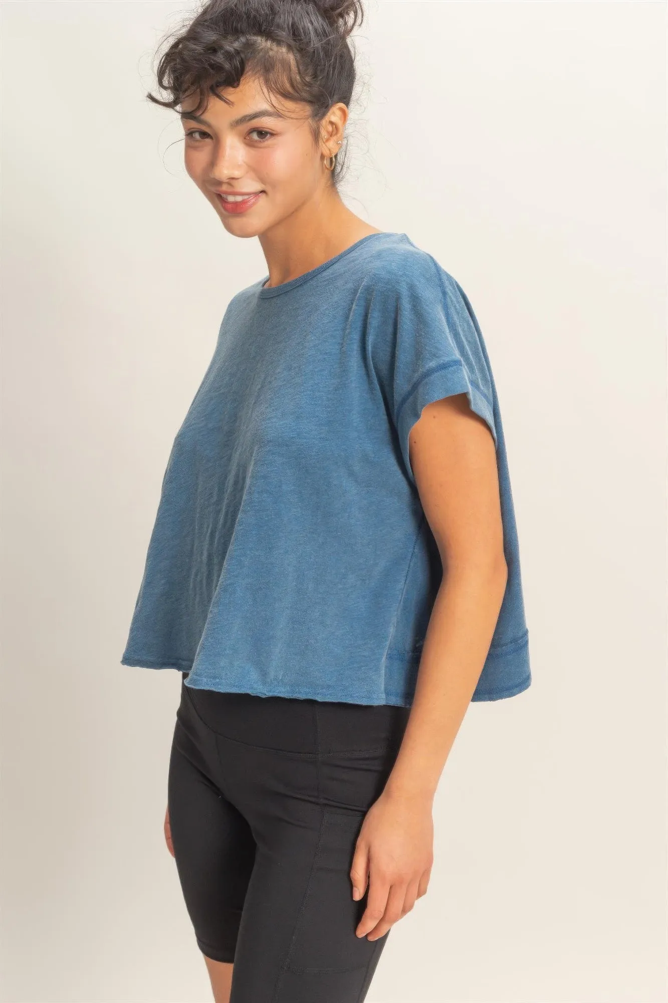 Acid Washed Cross Detail Open Back Top sold by Gigi Laurent product image thumbnail 3