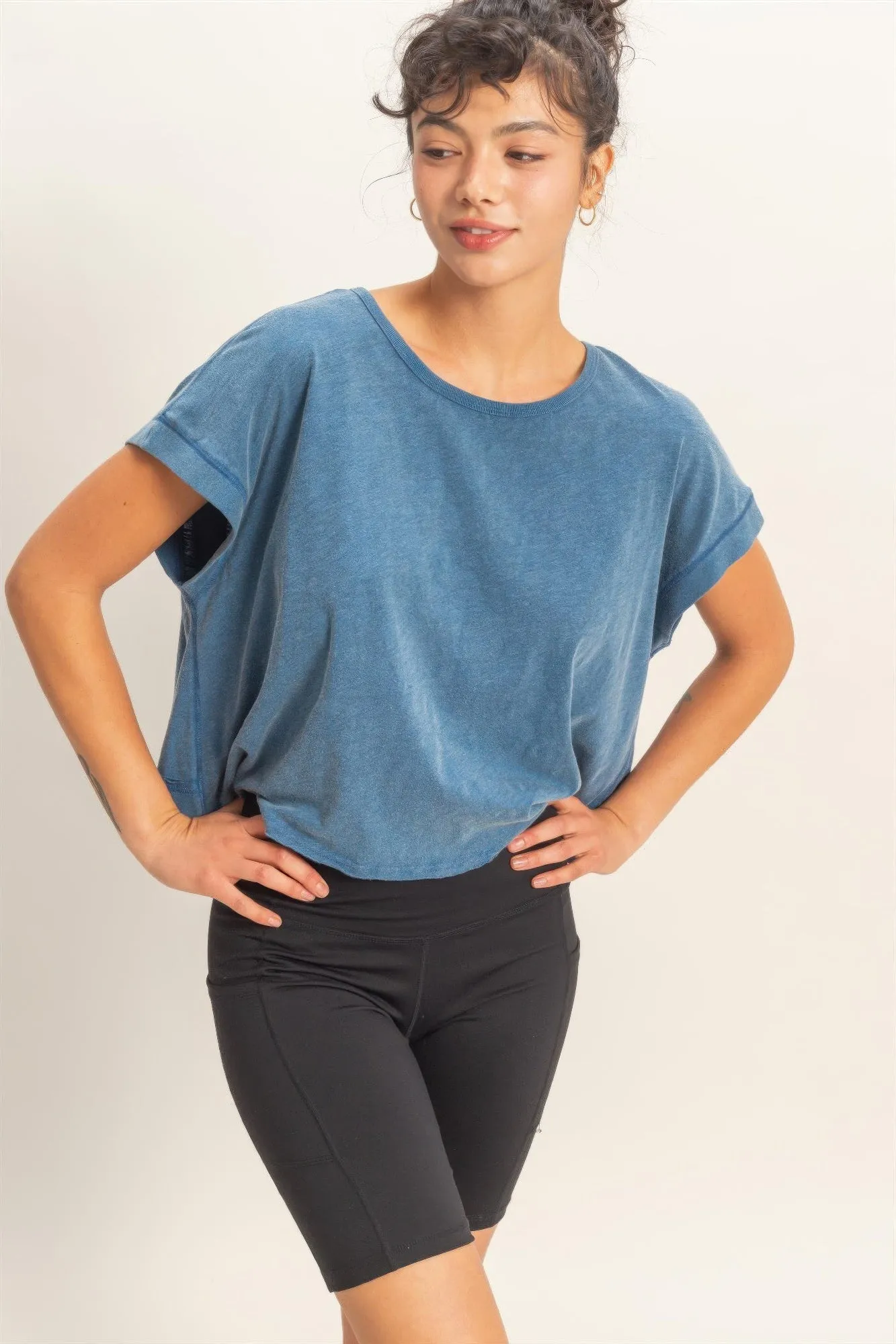 Acid Washed Cross Detail Open Back Top sold by Gigi Laurent