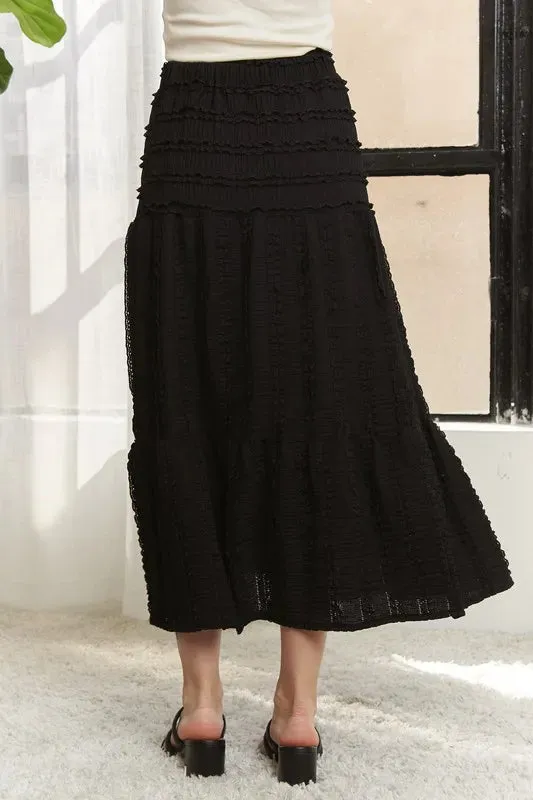 ADORA Elastic Waistband Tiered Midi Skirt sold by Gigi Laurent product image thumbnail 3