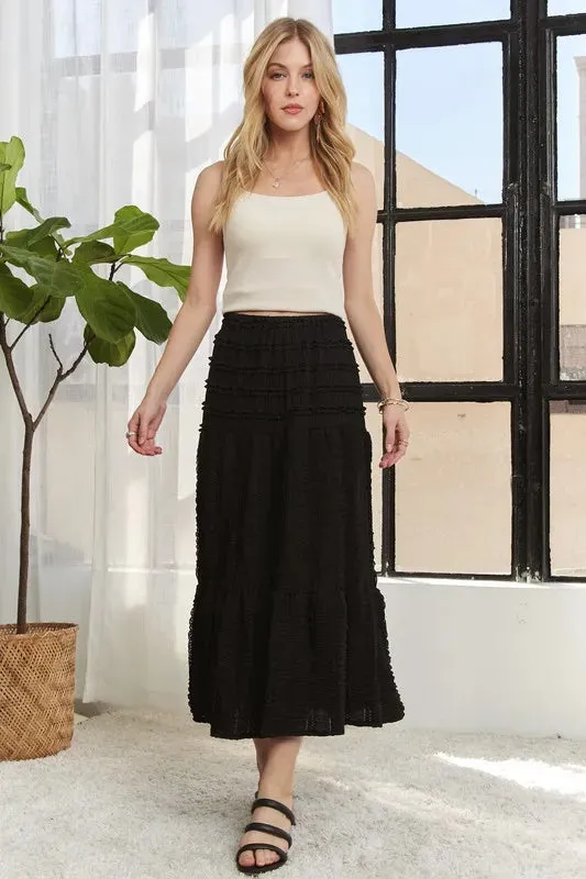 ADORA Elastic Waistband Tiered Midi Skirt sold by Gigi Laurent product image thumbnail 4