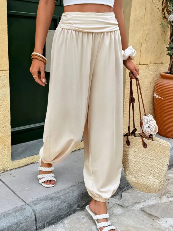 Ruched High Waist Joggers made by Trendsi
