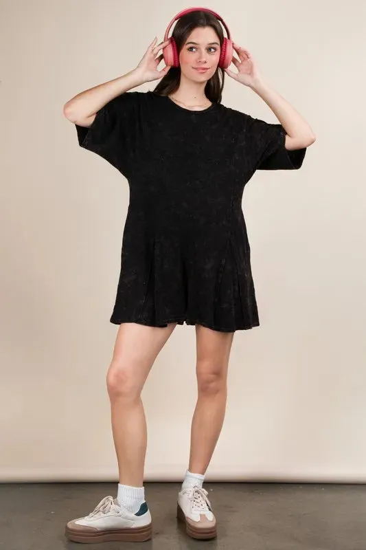 VERY J Mineral Washed Oversized Knit Comfy Romper made by Trendsi