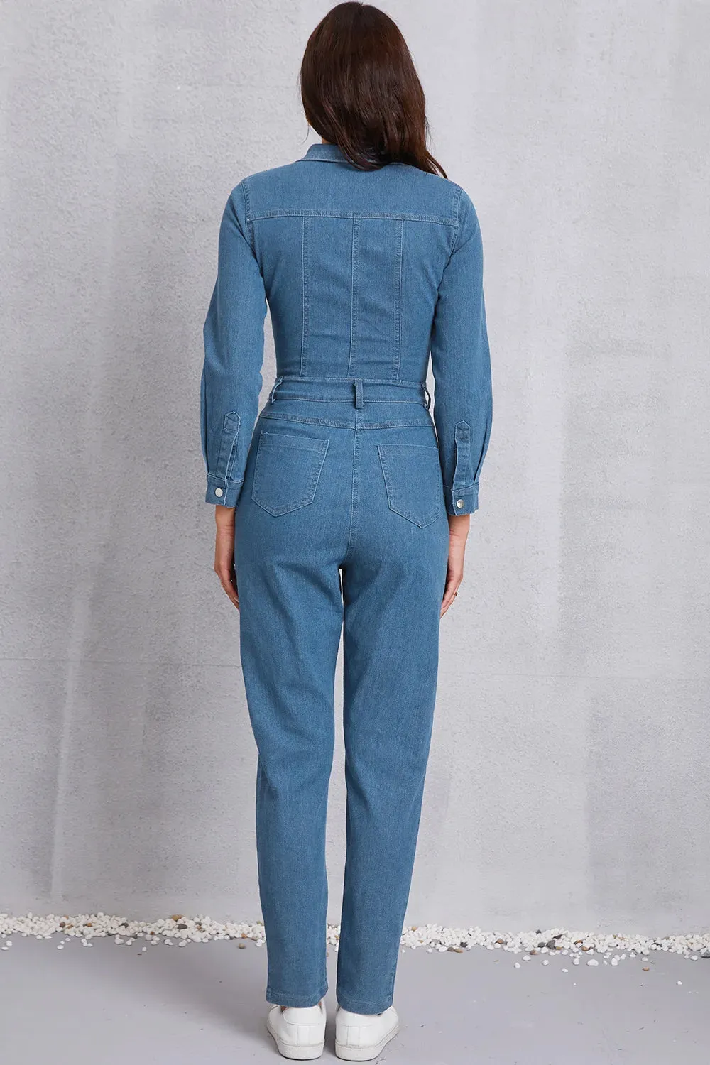 Snap Down Denim Jumpsuit with Pockets sold by Gigi Laurent product image thumbnail 2