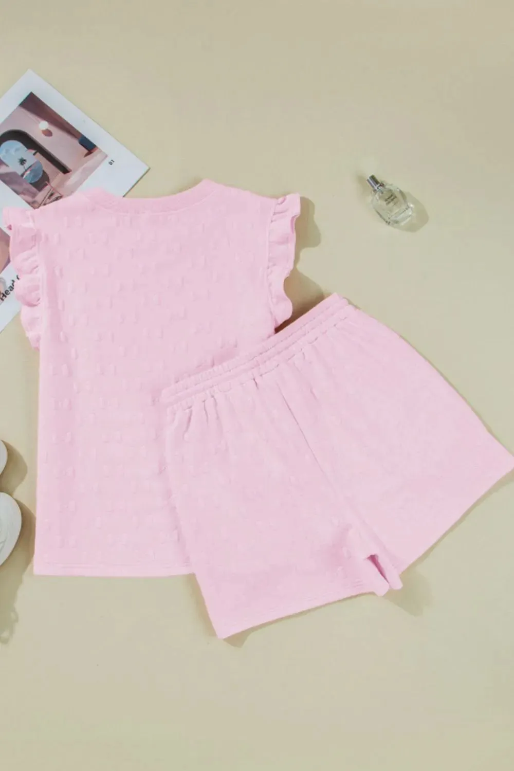 Bow Jacquard Ruffle Cap Sleeve Top and Shorts Set sold by Gigi Laurent product image thumbnail 4