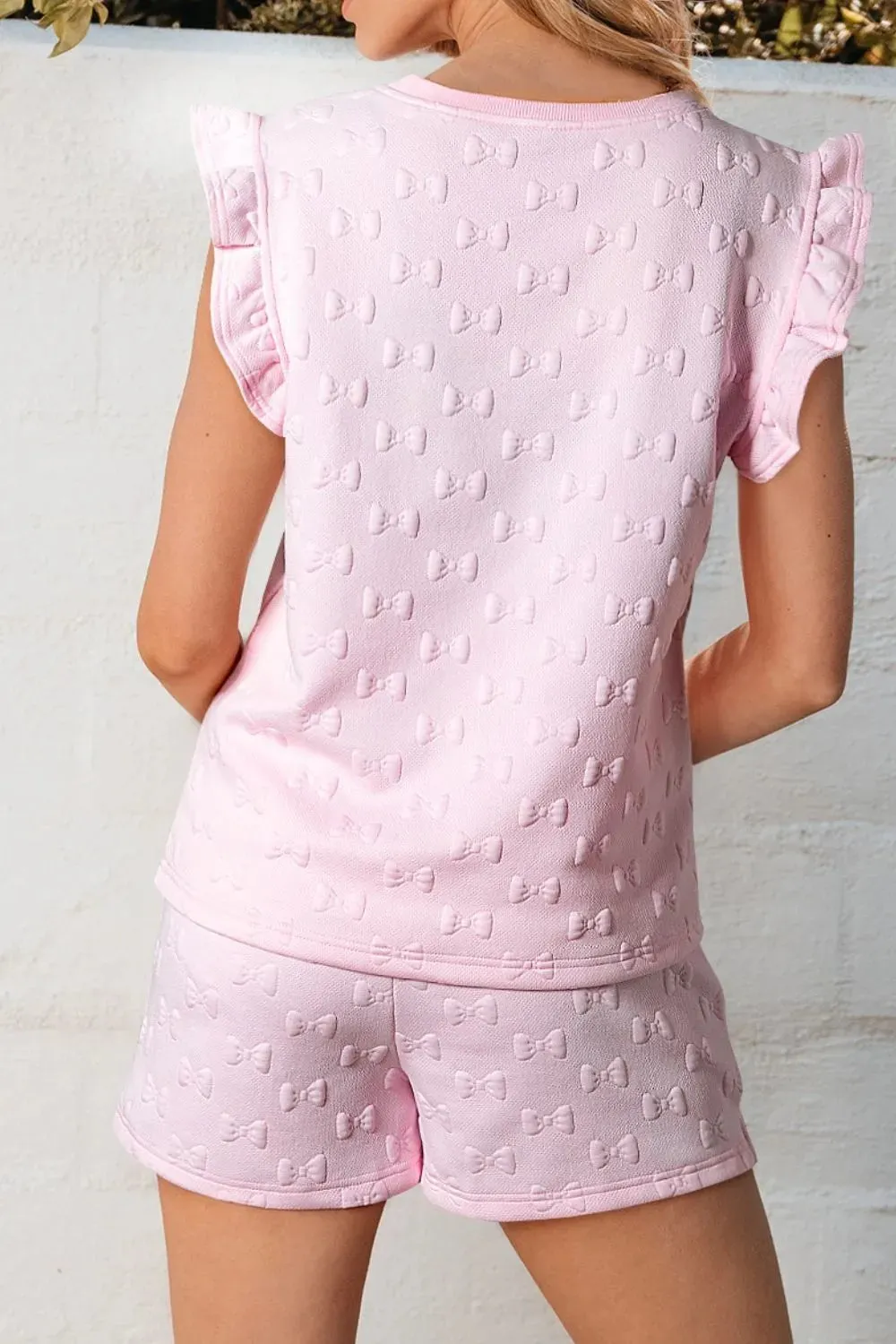 Bow Jacquard Ruffle Cap Sleeve Top and Shorts Set sold by Gigi Laurent product image thumbnail 2