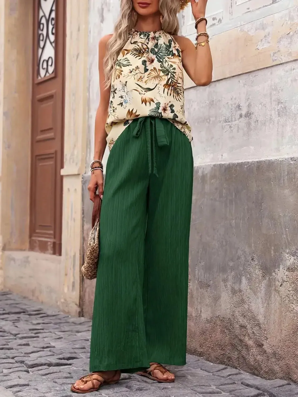 Printed Tank Top and Wide Leg Pants Set sold by Gigi Laurent product image thumbnail 2