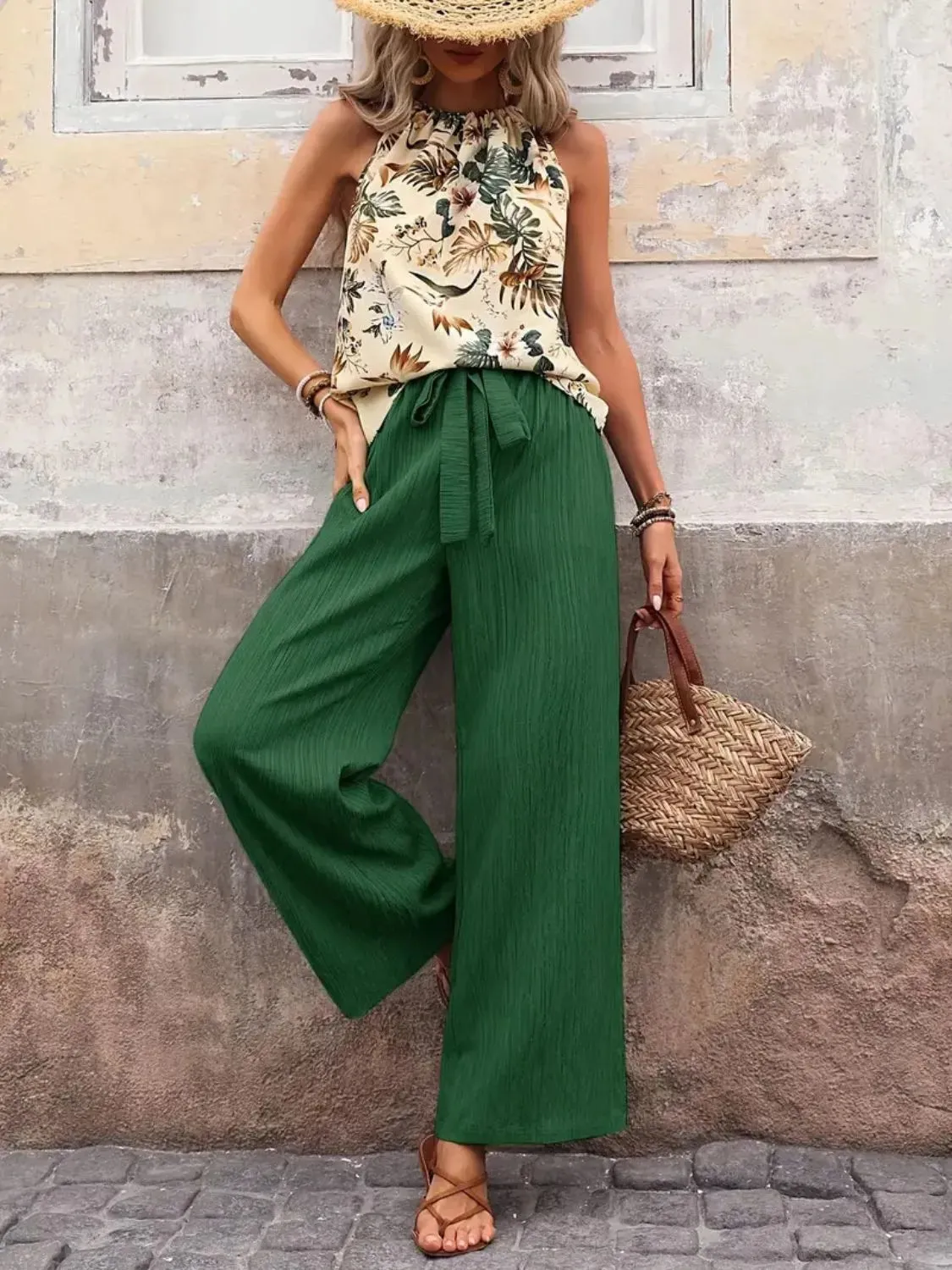 Printed Tank Top and Wide Leg Pants Set sold by Gigi Laurent