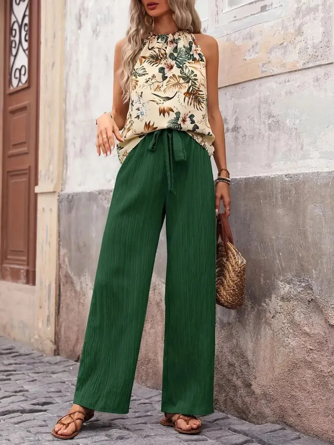 Printed Tank Top and Wide Leg Pants Set sold by Gigi Laurent product image thumbnail 4