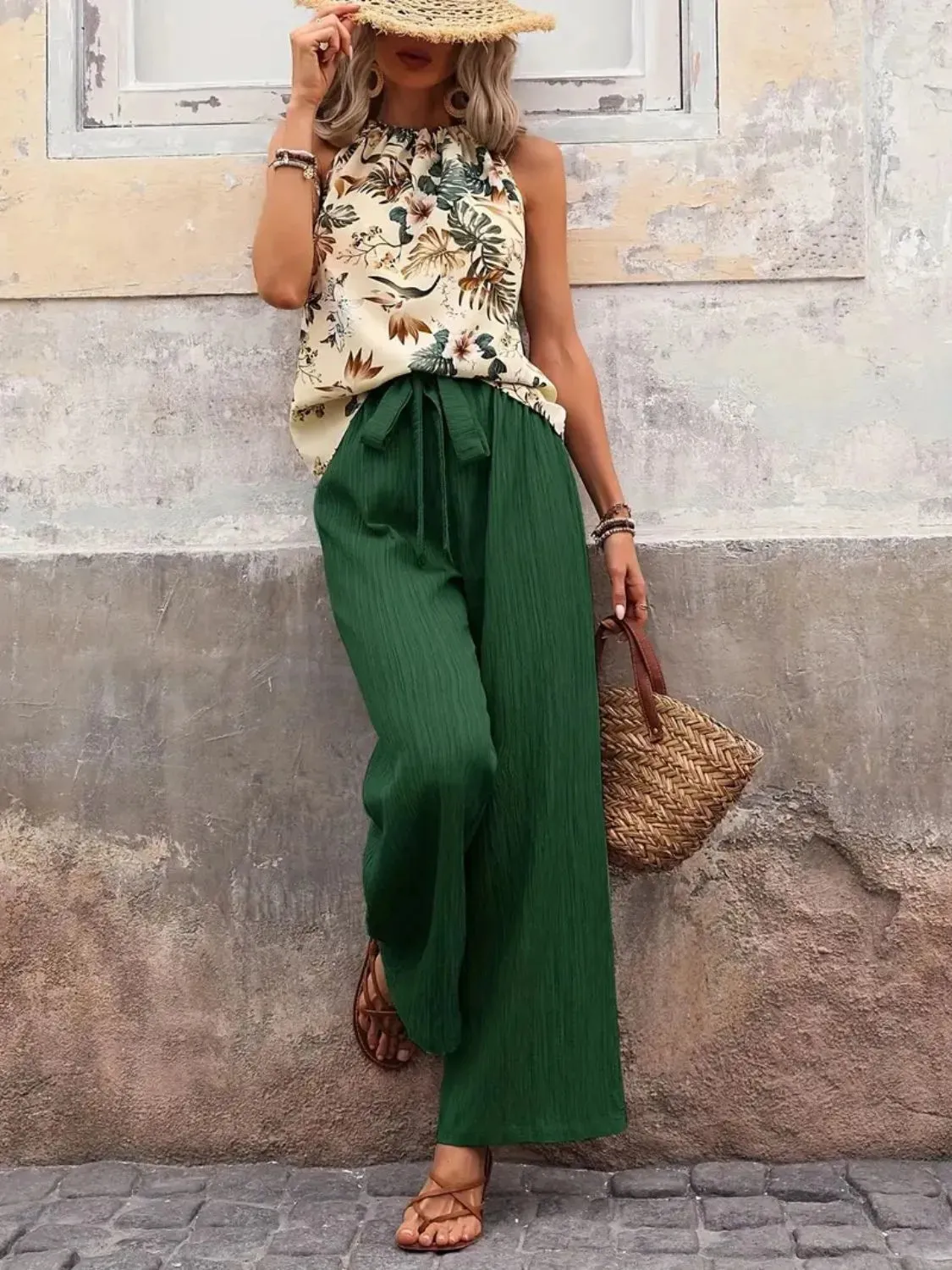 Printed Tank Top and Wide Leg Pants Set sold by Gigi Laurent product image thumbnail 3