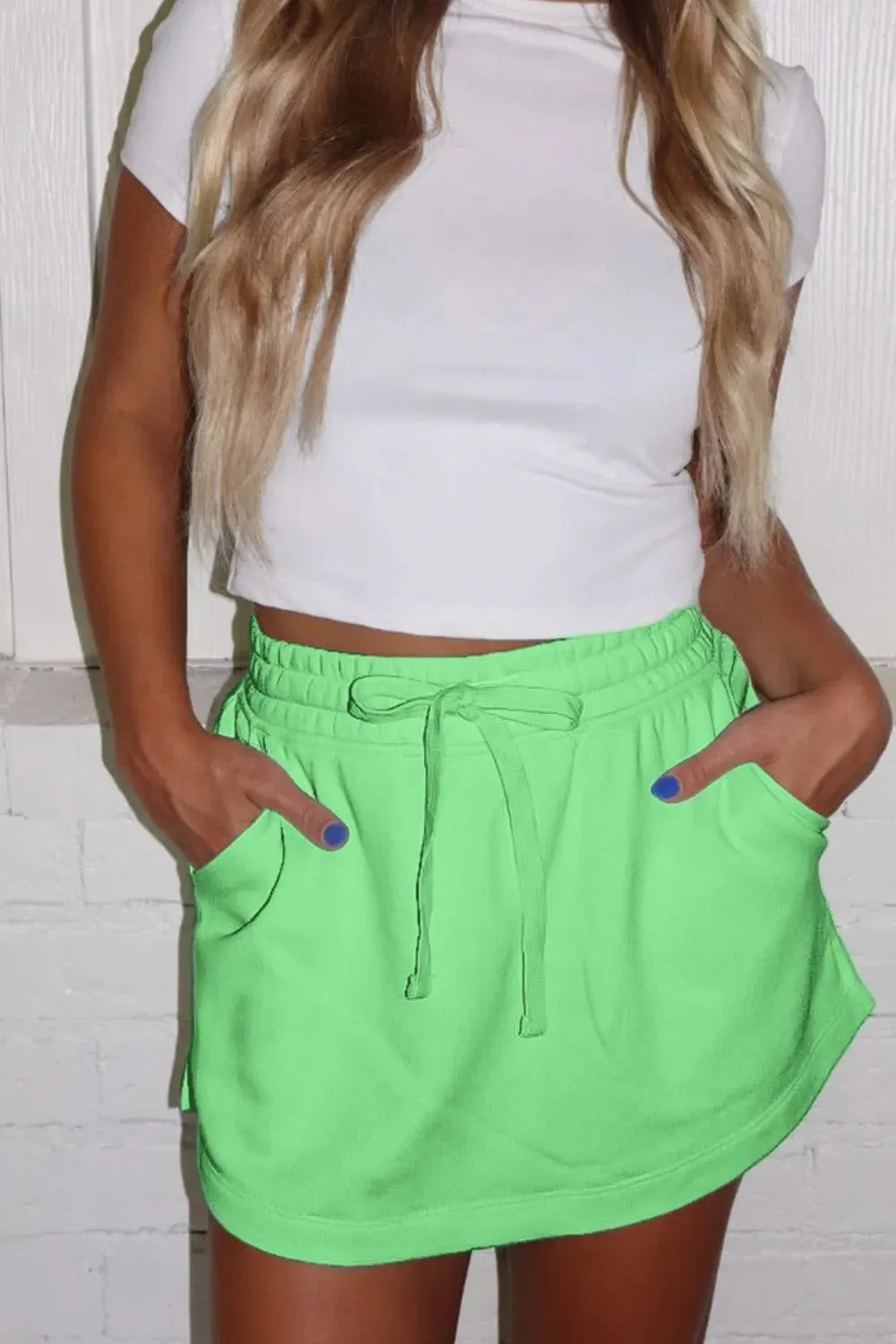 Drawstring Solid Mini Skort sold by Gigi Laurent product image thumbnail 4