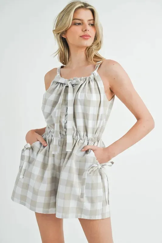 MABLE Plaid Sleeveless Button Down Romper sold by Gigi Laurent
