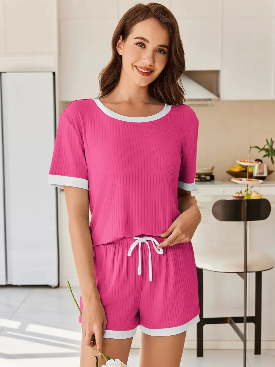 Ribbed Round Neck Top and Shorts Set sold by Gigi Laurent product image thumbnail 2