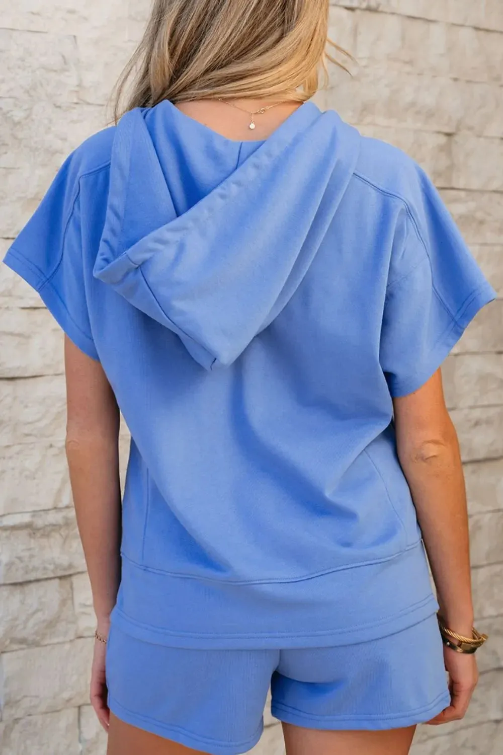 Drawstring Zipped Short Sleeve Hoodie and Shorts Set sold by Gigi Laurent product image thumbnail 4