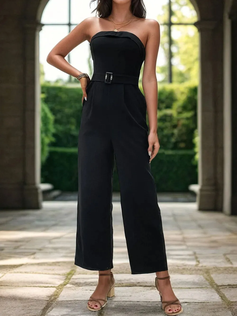 Perfee Tube Jumpsuit with Pockets sold by Gigi Laurent