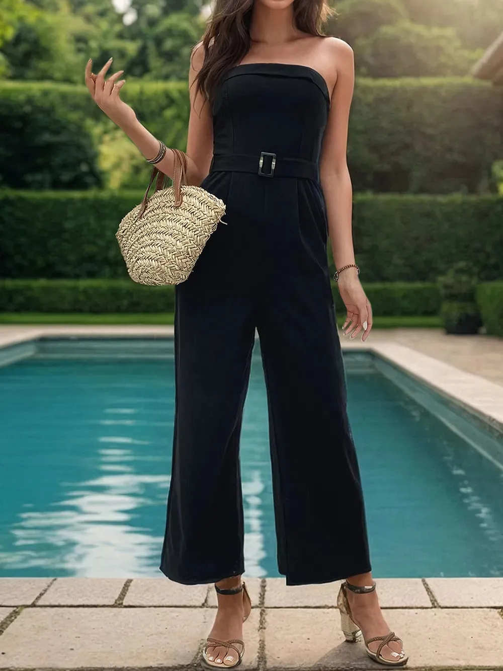 Perfee Tube Jumpsuit with Pockets sold by Gigi Laurent product image thumbnail 4