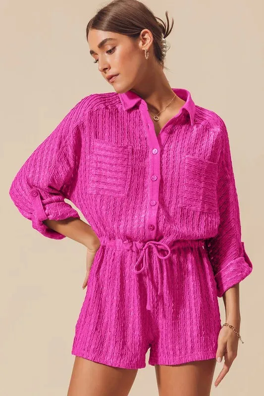 SO ME Textured Knit Button Front Romper sold by Gigi Laurent product image thumbnail 3