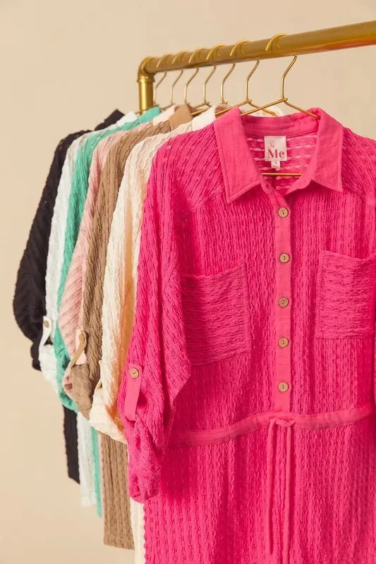 SO ME Textured Knit Button Front Romper sold by Gigi Laurent product image thumbnail 4