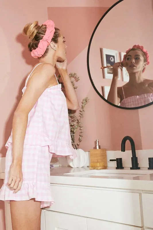 Lime 'N' Chili Gingham Ruffle Trim Cami and Shorts Pajama Set sold by Gigi Laurent product image thumbnail 4