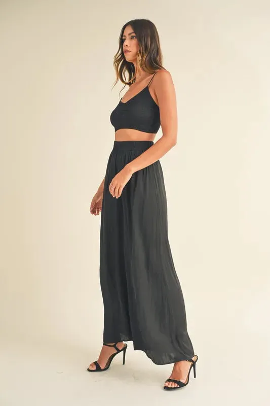MABLE Smocked Bralette Crop Top and Wide Leg Pants Set sold by Gigi Laurent product image thumbnail 3