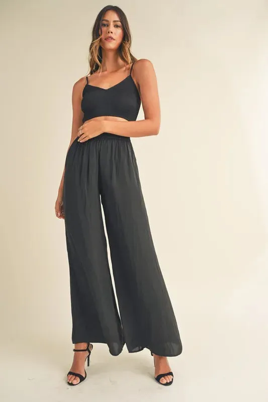 MABLE Smocked Bralette Crop Top and Wide Leg Pants Set sold by Gigi Laurent product image thumbnail 2