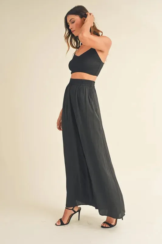 MABLE Smocked Bralette Crop Top and Wide Leg Pants Set sold by Gigi Laurent product image thumbnail 4