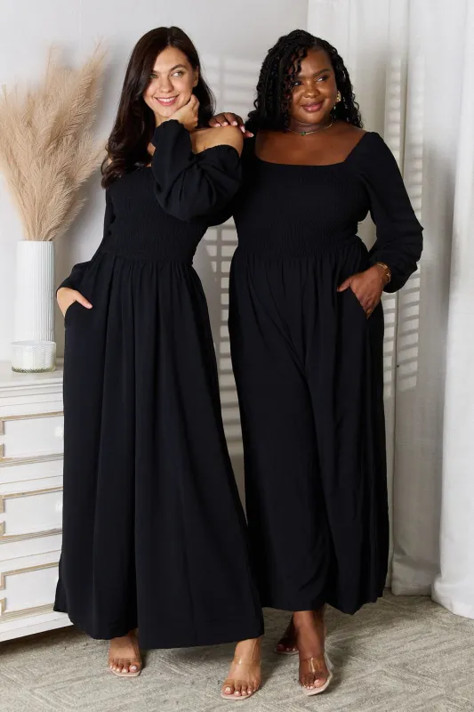 Double Take Square Neck Jumpsuit with Pockets made by Trendsi