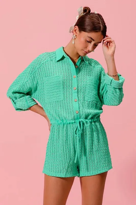 SO ME Textured Knit Button Front Romper sold by Gigi Laurent product image thumbnail 5