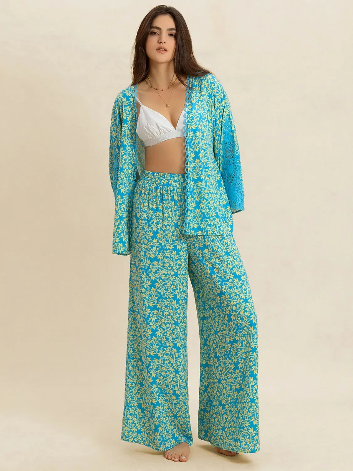 Open Front Printed Top and Pants Set sold by Gigi Laurent product image thumbnail 2