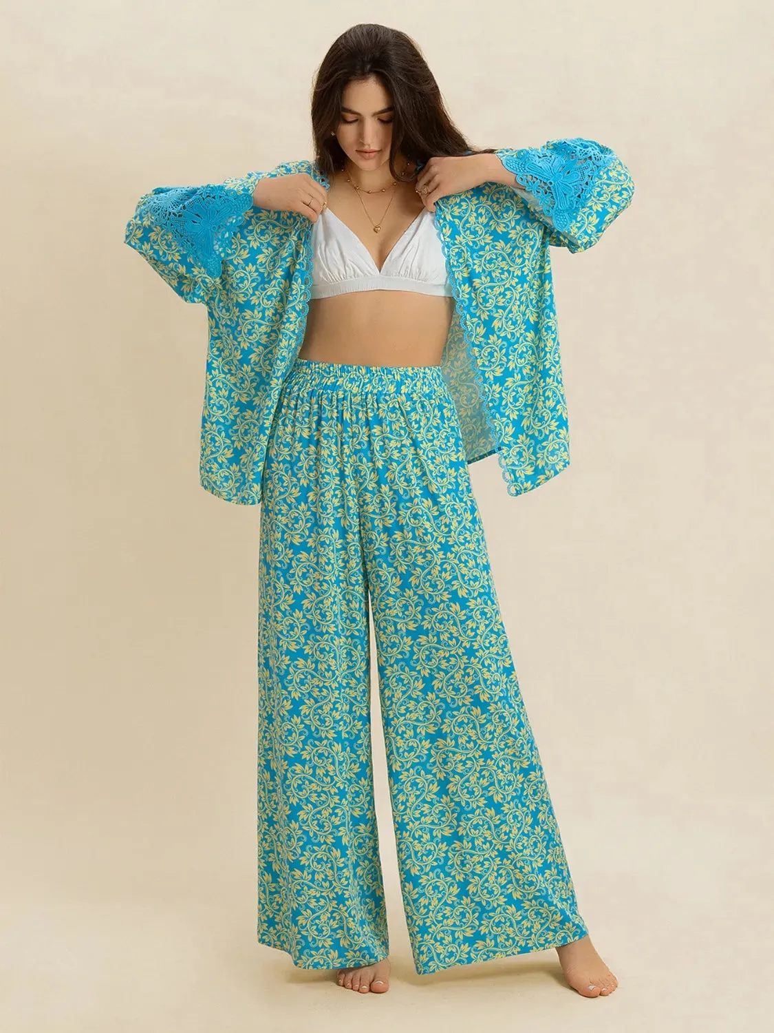 Open Front Printed Top and Pants Set sold by Gigi Laurent product image thumbnail 4