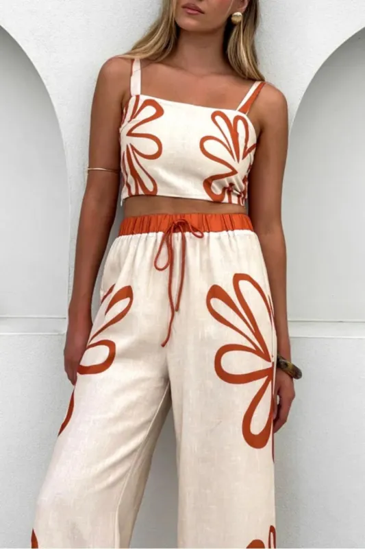 Smocked Square Neck Cami and Pants Set made by Trendsi