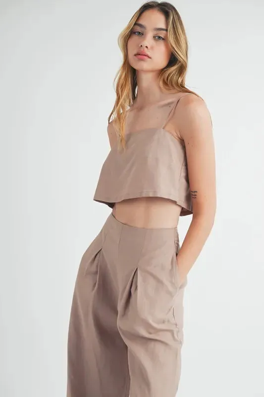 MABLE Linen Mix Crop Cami and Wide Leg Pants Set sold by Gigi Laurent product image thumbnail 5