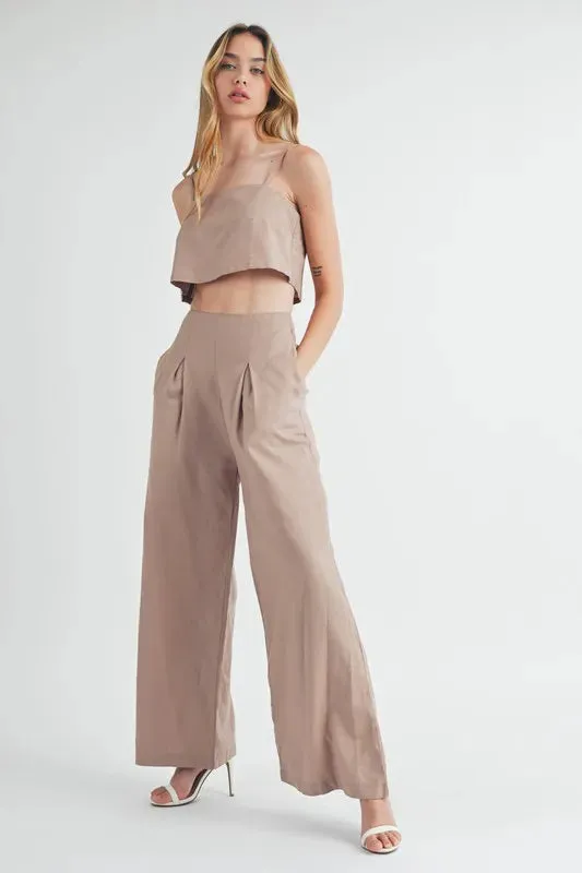 MABLE Linen Mix Crop Cami and Wide Leg Pants Set sold by Gigi Laurent product image thumbnail 2