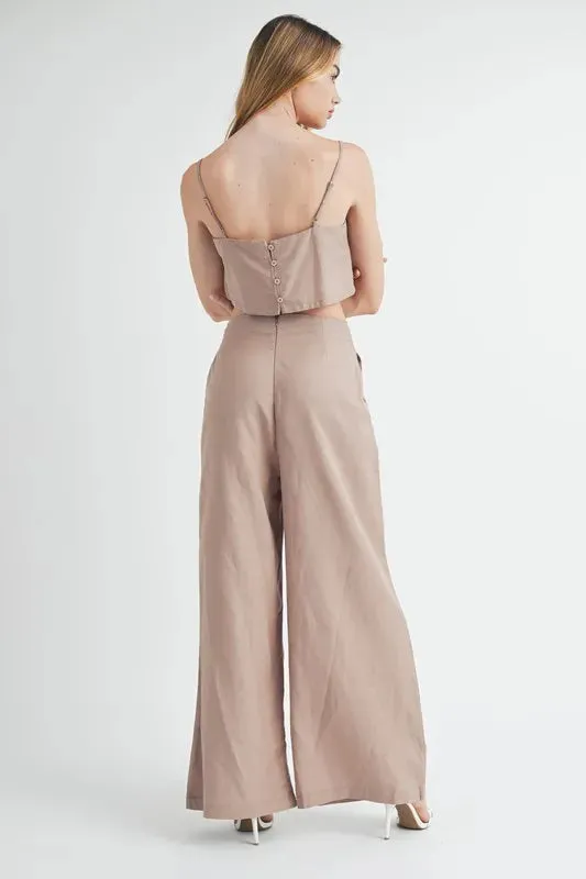 MABLE Linen Mix Crop Cami and Wide Leg Pants Set sold by Gigi Laurent product image thumbnail 3