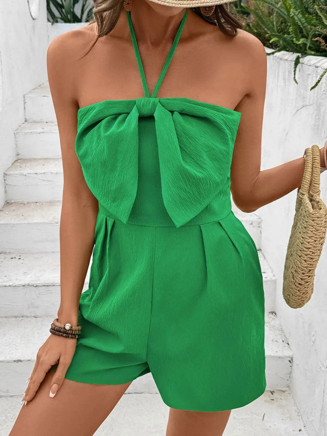 Bow Halter Neck Smocked Romper sold by Gigi Laurent product image thumbnail 5