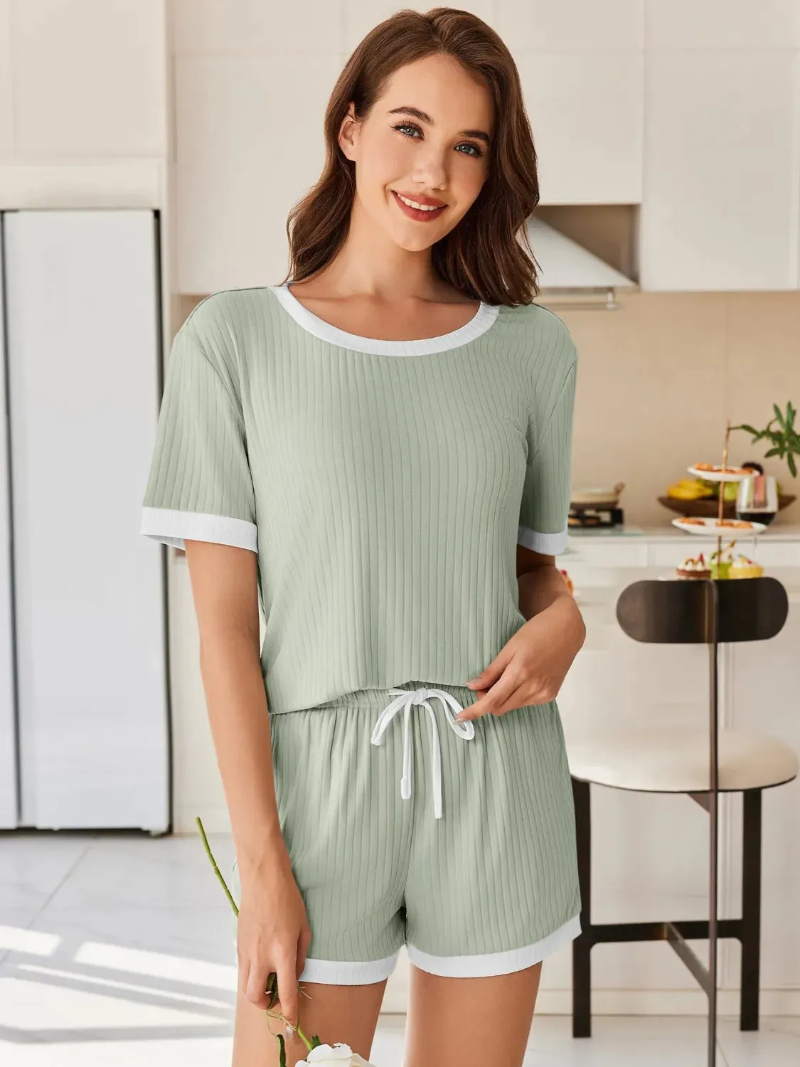 Ribbed Short Sleeve Top and Shorts Set sold by Gigi Laurent product image thumbnail 4