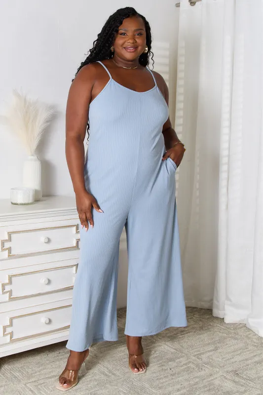 Basic Bae Full Size Spaghetti Strap V-Neck Jumpsuit made by Trendsi