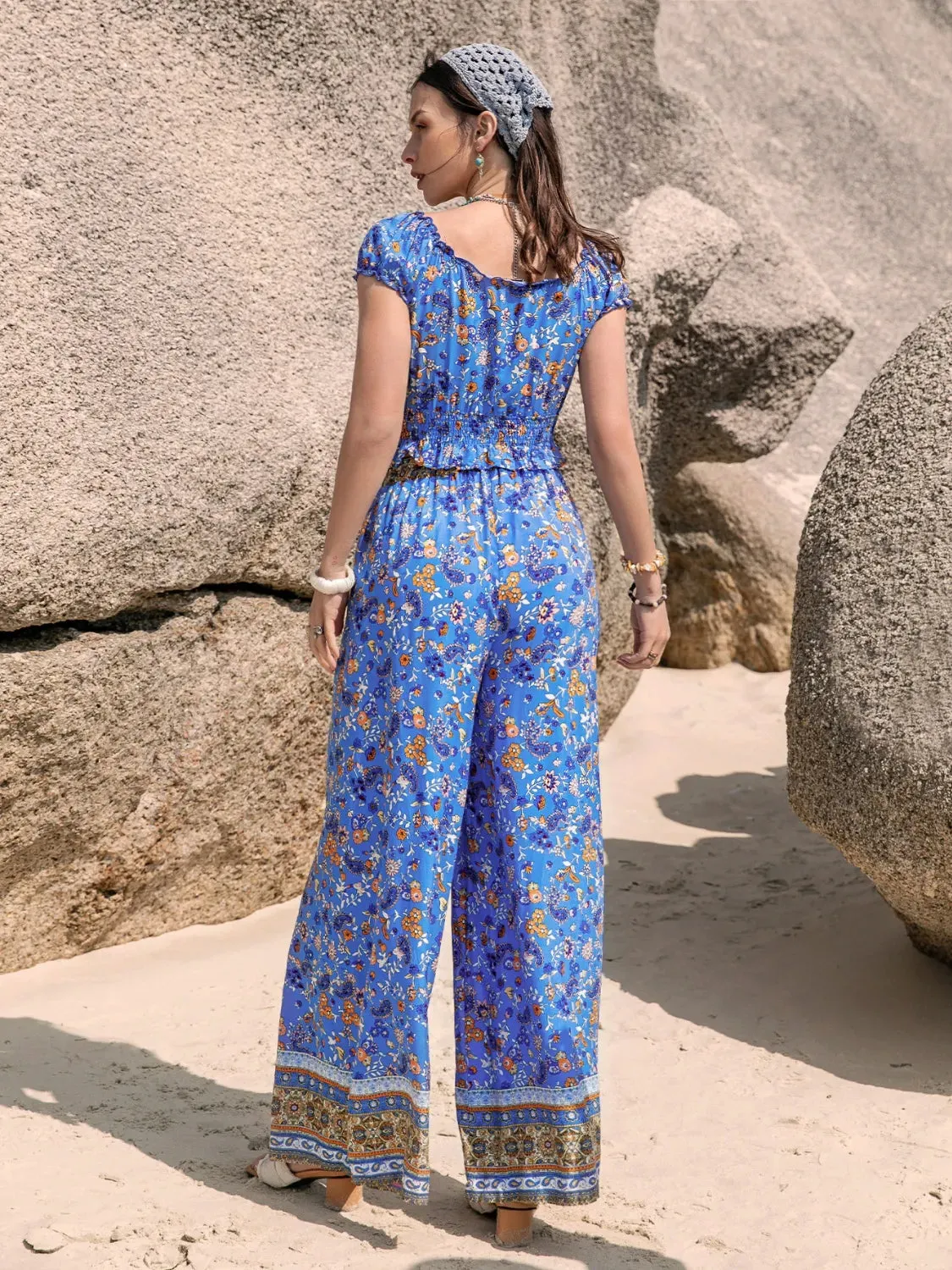 Printed V-Neck Top and Pants Set sold by Gigi Laurent product image thumbnail 3