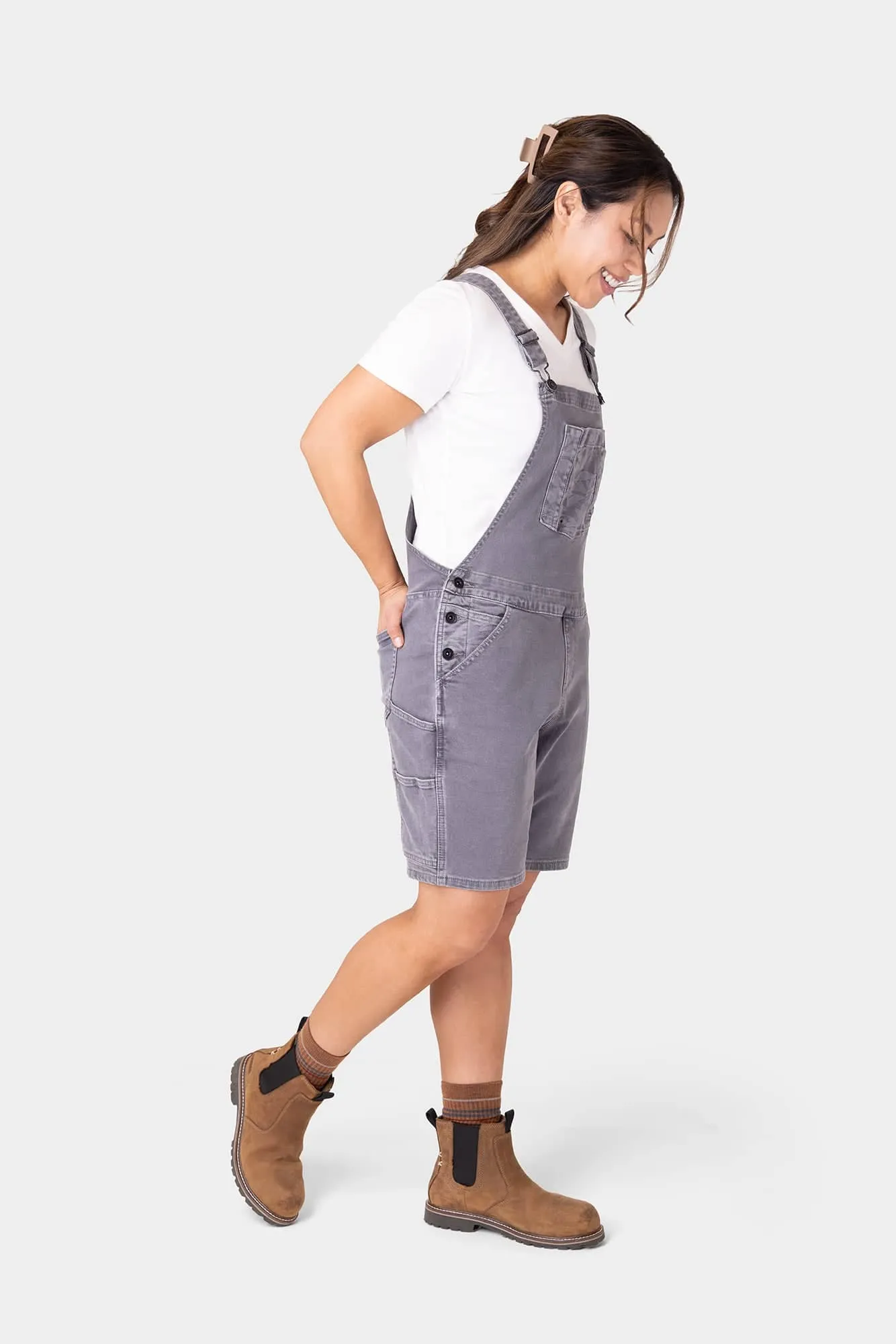 Utility Short Overalls in Driftwood Grey sold by Dovetail Workwear product image thumbnail 3