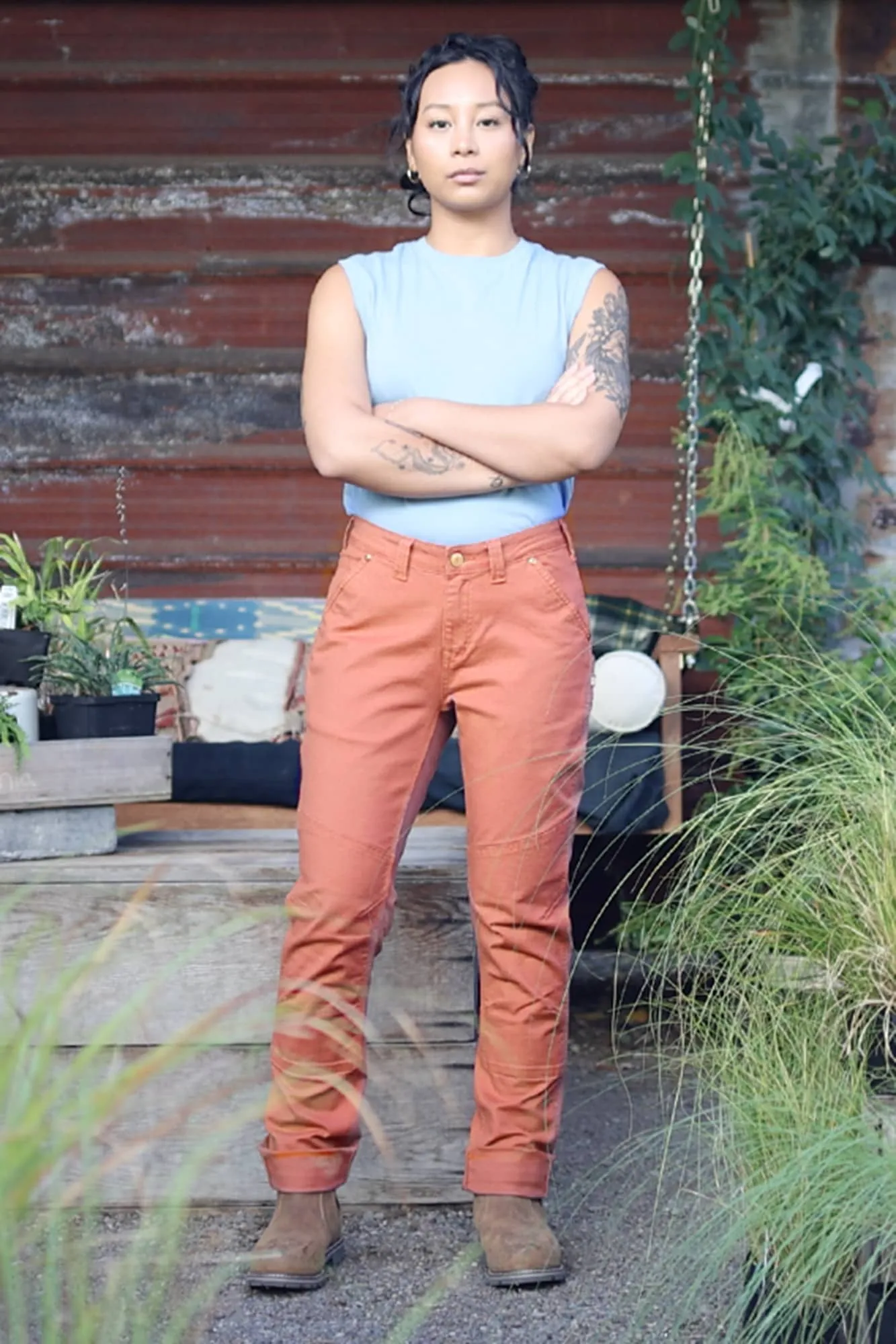 GO TO™ Stretch Canvas Pant in Terracotta sold by Dovetail Workwear product image thumbnail 3