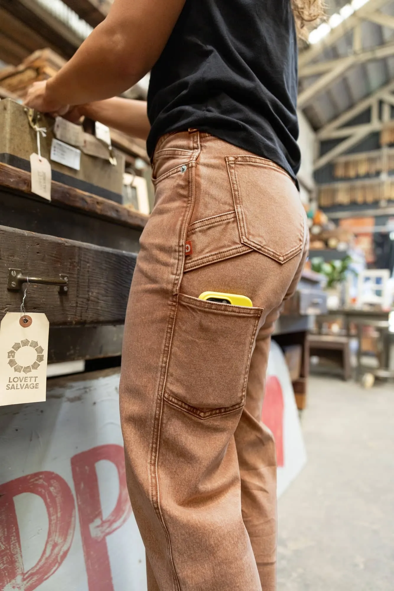 Old School Wide Leg Mineral Wash Jeans in Sunbaked Copper sold by Dovetail Workwear product image thumbnail 3