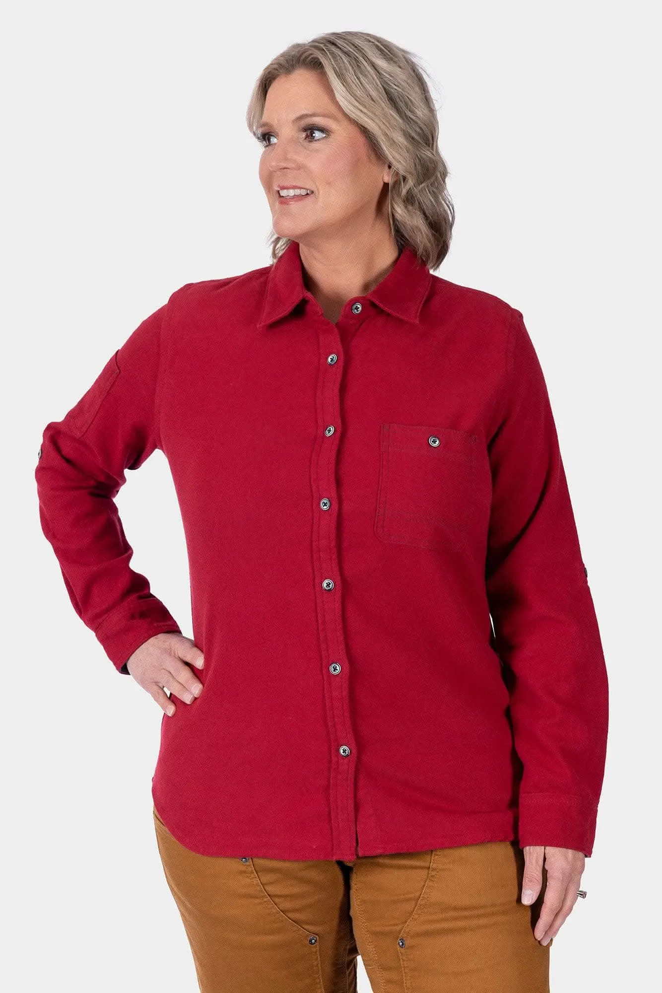 Givens Stretch Chamois Work Shirt in Barn Red sold by Dovetail Workwear product image thumbnail 3