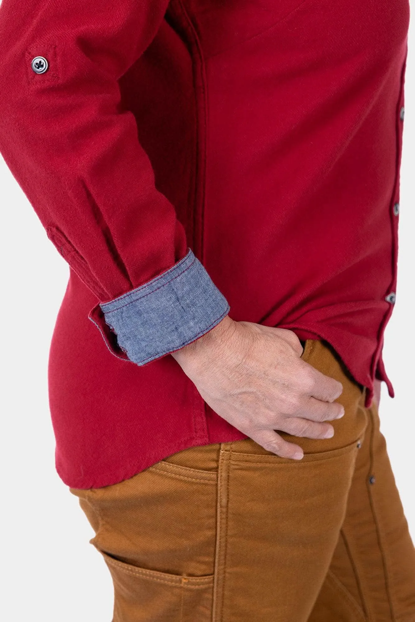 Givens Stretch Chamois Work Shirt in Barn Red sold by Dovetail Workwear product image thumbnail 4