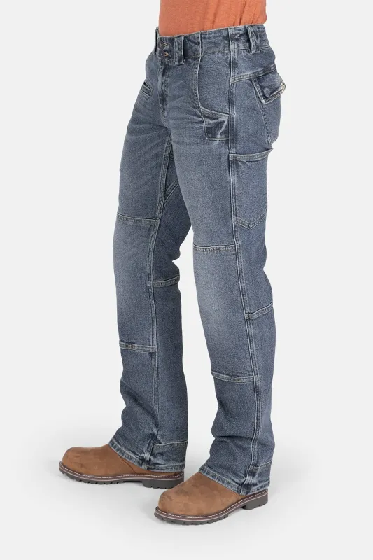 Day Construct Work Pant in Vintage Stretch Denim made by Dovetail Workwear