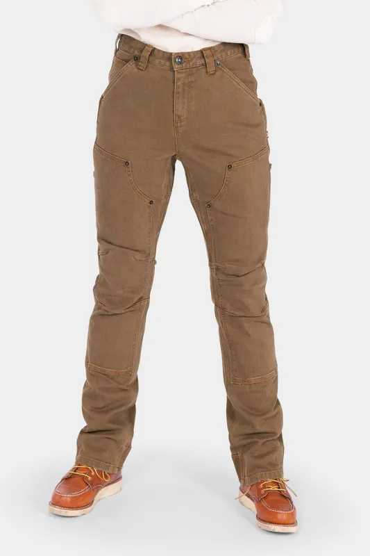 Old School High Rise Work Pant in Beechwood Brown Denim made by Dovetail Workwear