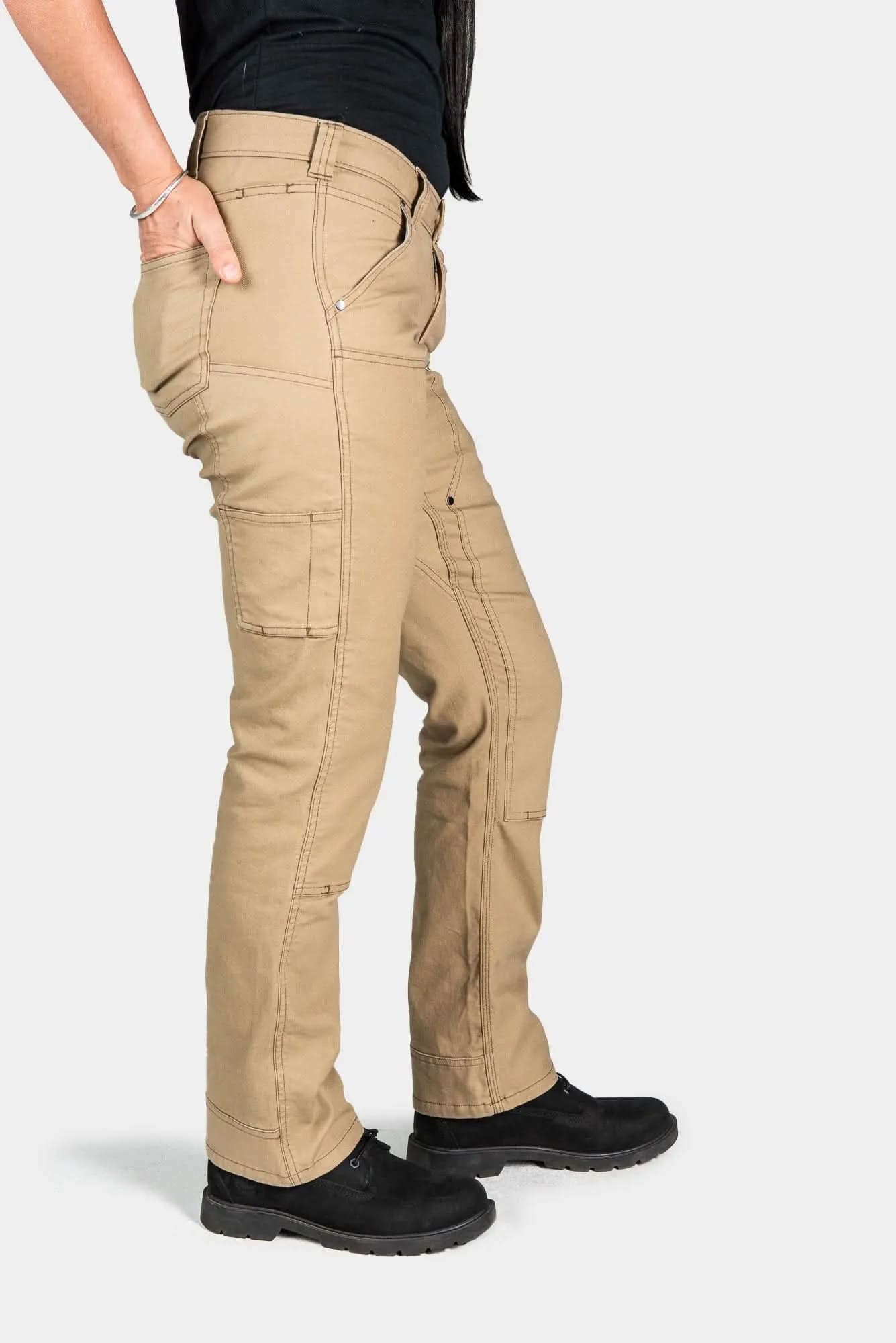 Anna Taskpant in Khaki Canvas sold by Dovetail Workwear product image thumbnail 3