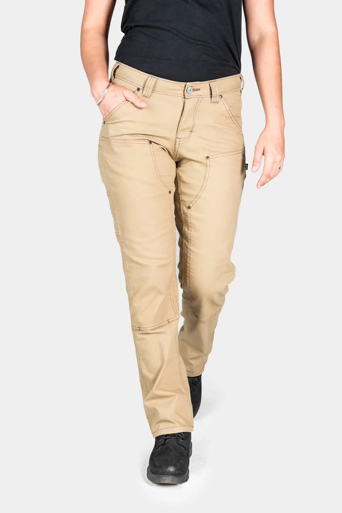 Anna Taskpant in Khaki Canvas sold by Dovetail Workwear