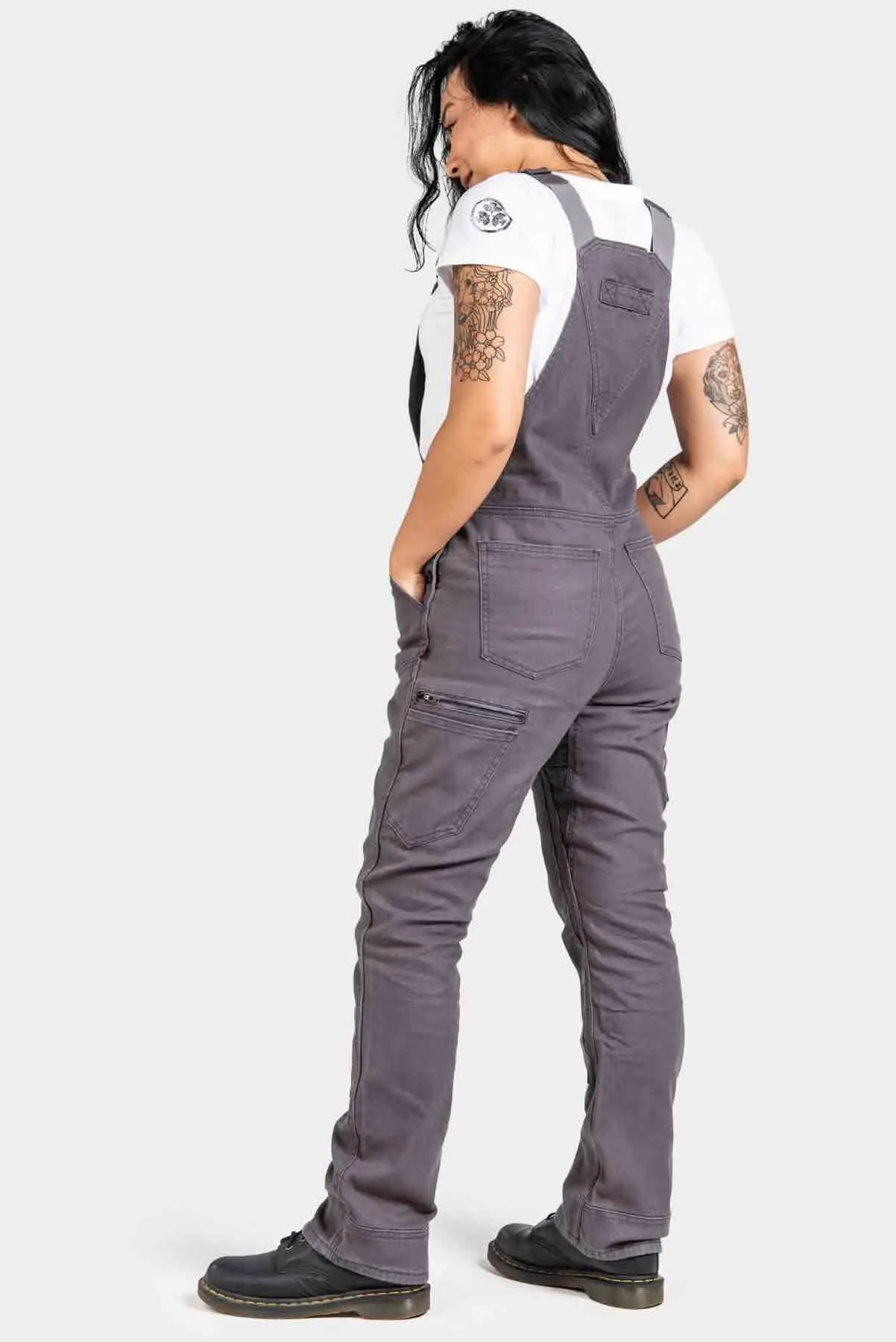 Freshley Overalls For Women in Grey Canvas sold by Dovetail Workwear product image thumbnail 3
